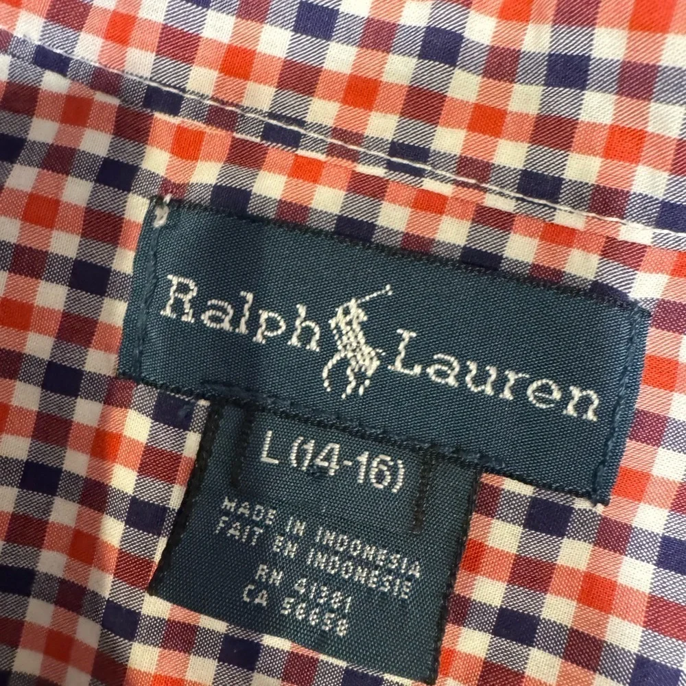 Boys Outfit Ralph Lauren Plaid Button Down Shirt & Nautica Blue Shorts Sz 14